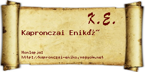 Kapronczai Enikő névjegykártya