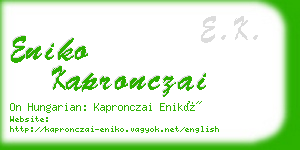 eniko kapronczai business card